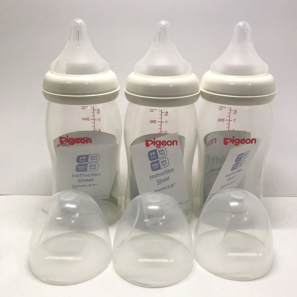 ขวดนม-แพ็ค2แถม1-พีเจ้นสีขาวขุ่น-pigeon-ppwn-8oz-พร้อมจุก-m-มาในเซต-ผลิต12-05-2563