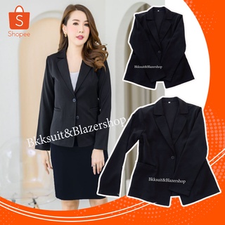formal office suit for women เสื้อสูทผู้หญิงผ้านาโนนิ่มยืดสีดำมีฟองน้ำกระเป๋าสองข้างส่งไวได้ไวงานดีงานไทย s m l xl-3xl