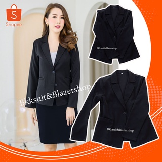 formal office suit for women เสื้อสูทผู้หญิงผ้านาโนนิ่มยืดสีดำมีฟองน้ำกระเป๋าสองข้างส่งไวได้ไวงานดีงานไทย s m l xl-3xl