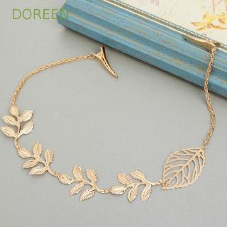 DOREEN Gold Color Head Chain Jewelry Hollow Leaf Hairband Hair Chain