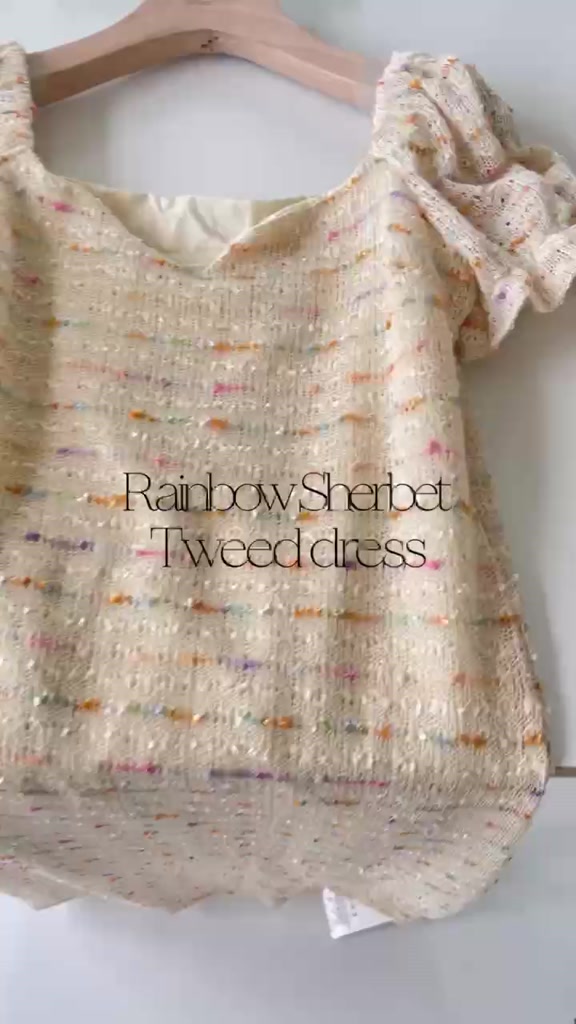 cpjgirlxx-พร้อมส่ง-rainbow-sherbet-tweed-dress-8-8-เดรสผ้าทวีตทอ-เกาหลี
