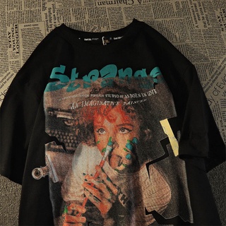 ใหม่ เสื้อยืดลําลอง แขนสั้น ทรงหลวม พิมพ์ลาย สไตล์ฮิปฮอป สตรีท พลัสไซซ์ สําหรับผู้ชาย และผู้หญิง