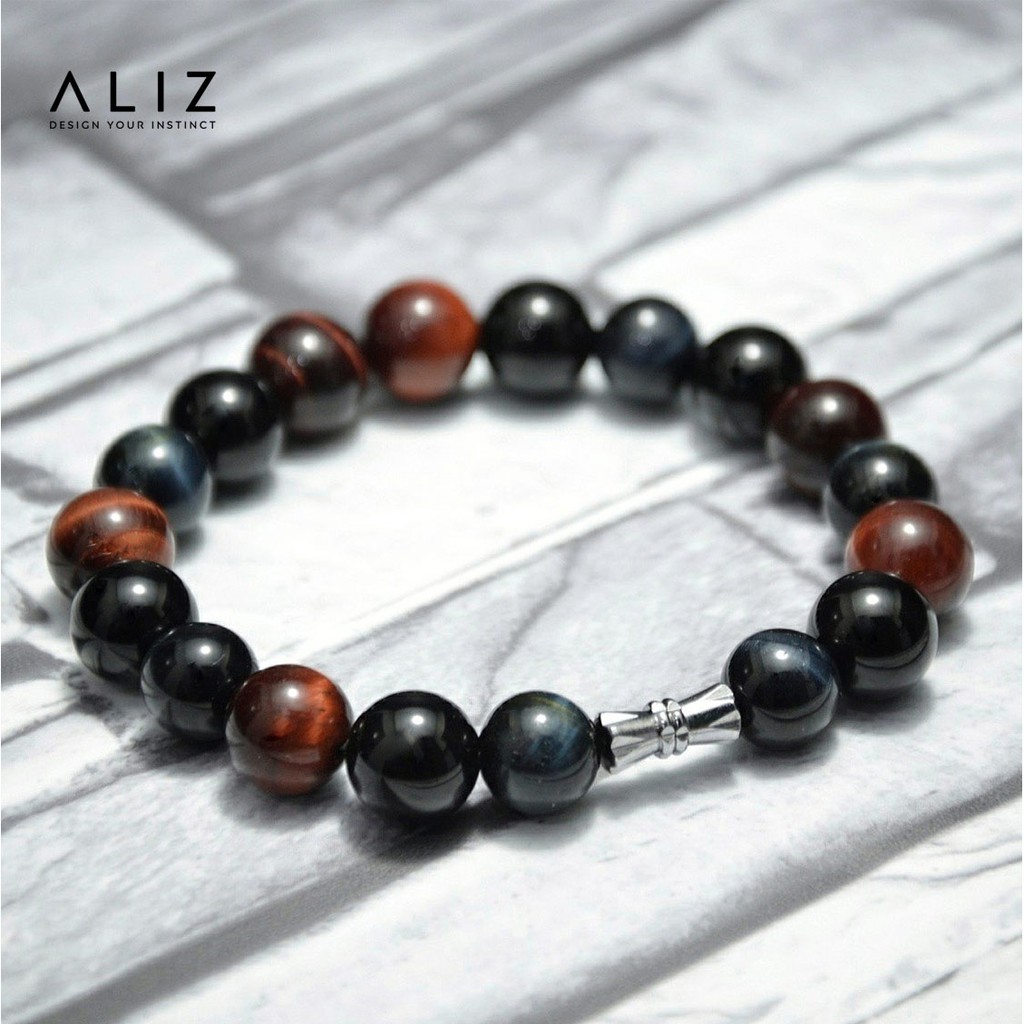 กำไลหินมงคล-นำโชค-โอนิกซ์-onyx-เรดไทเกอร์อาย-red-tiger-eye-บลูไทเกอร์อาย-blue-tiger-eye-ขนาด-10-5-มิล