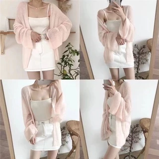 โปรโมชั่น Flash Sale : FM001 เสื้อคลุมไหมพรมแนขยาว สามารถกันแดดกันหนาวได้