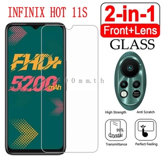 Infinix Hot 11s HD กระจกนิรภัย 2 in 1 Infinix Hot 11 11S 10 10s 10i Play Note 10 7 Pro ป้องกันหน้าจอ 9H ป้องกันฟิล์มเลนส์