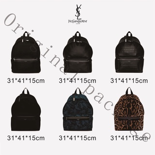 Brand new authentic YSL/Yves Saint Laurent classic CITY black crocodile embossed leather backpack.