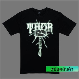 HH เสื้อยืดมาร์เวล ธอร์ THOR-9275-BL (เรืองแสงในที่มืด) เสื้อยืดผ้าฝ้าย