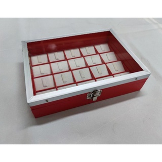 กล่องเก็บแหวน ฝากระจก เก็บได้ 20 วง / Earring box glass top