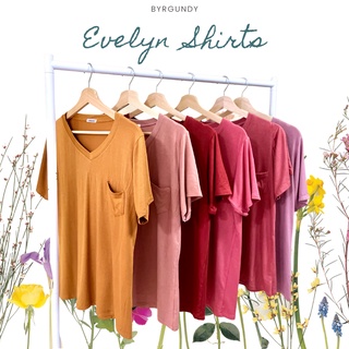 ✨พร้อมส่ง✨ 💖BYRGUNDY - Evelyn  Shirts เสื้อยืดคอวี ผ้าเรยอนหลากสี ใส่สบาย ไม่ร้อน ผ้านิ่ม