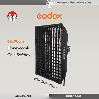 Godox SB GUSW 60x90cm Softbox with Grid ทรงสี่เหลี่ยม พร้อมแผ่นกรอง 2ชั้น และกริดรังผึ้ง  ขนาด60*90cm แบบBowens Mount