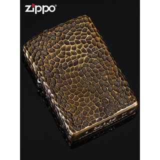 Zippo Zippo ของแท้┅Zippo ไฟแช็คอเมริกันแท้ เกราะห้าด้าน เครื่องบรอนซ์ บุคลิค ไฟแช็คกันลม ปล่องภูเขาไฟ