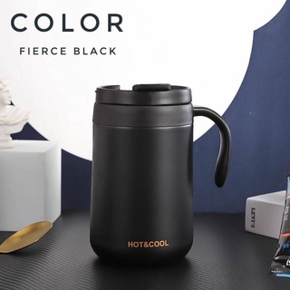 Coffee vacuum mug แก้วน้ำสแตนเลสเก็บอุหภูมิมีหูจับ ใช้ใส่เครื่องดื่มได้ทั้งความร้อนและความเย็น คละสี