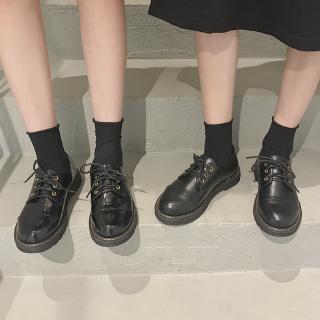 สินค้า 💕รองเท้าผู้หญิง ฤดูใบไม้ร่วงใหม่ร้อยมูลนิธิขนาดเล็กรองเท้าสีดำขนาดเล็กรองเท้าหนังหญิงอังกฤษเป่ารองเท้าส้นแบนเดียว