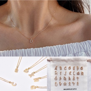 ภาพหน้าปกสินค้าseadada สร้อยตัวอักษร พร้อมจี้  A-Z 14k gold CZ Minimal letter necklace ที่เกี่ยวข้อง