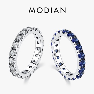 ภาพหน้าปกสินค้าModian แหวนเงินแท้ 925 ประดับเพทาย สีฟ้า หรูหรา วางซ้อนกันได้ เครื่องประดับ สําหรับผู้หญิง ซึ่งคุณอาจชอบราคาและรีวิวของสินค้านี้