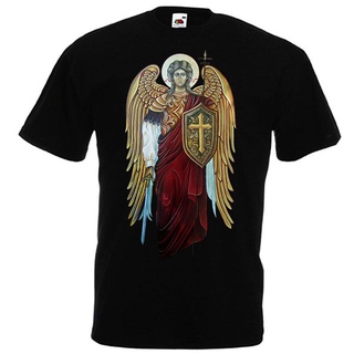 เสื้อยืดโอเวอร์ไซส์【Sporty Style】gildan เสื้อยืดแขนสั้น ผ้าฝ้าย 100% พิมพ์ลาย Saint Michael The Archangel Knight Of God