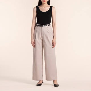 Aliotte - Adley Trousers กางเกงสแลคสีเบจขากว้าง