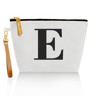 กระเป๋าผ้าลายอักษร ALPHABET CLUTCHES POUCH WHITE ”E”