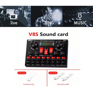 V8S+ Audio V8 Live Sound Card การ์ดเสียง for Phone Computer USB Headset Microphone การ์ดเสียงภายนอกWebcastมินิเอฟเฟคไมค์