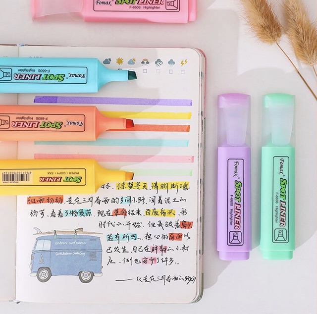 ราคาและรีวิวปากกาไฮไลท์ สีพาสเทล ปากกาเน้นข้อความ marker pen ปากกาไฮไลท์เน้นข้อความ