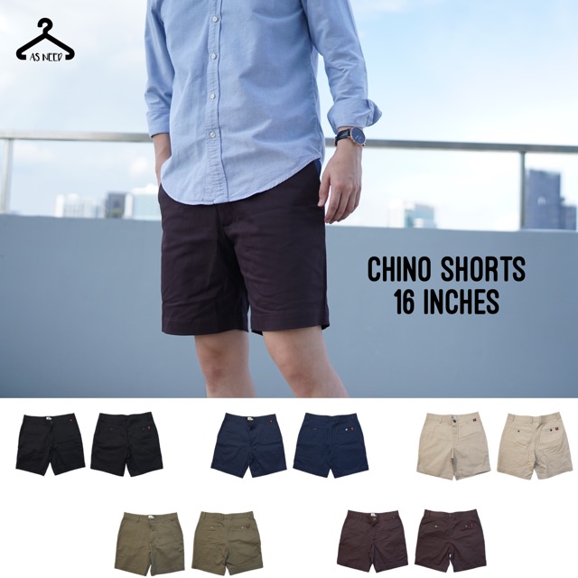 กางเกงขาสั้นผู้ชาย-16-นิ้ว-ผ้าชิโน่-คอตตอน-100-chino-shorts-dark-brown-สีน้ำตาลเข้ม
