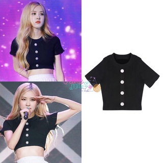 Preorder เสื้อครอปไหมพรมแบบโรเซ่ Rosé Blackpink