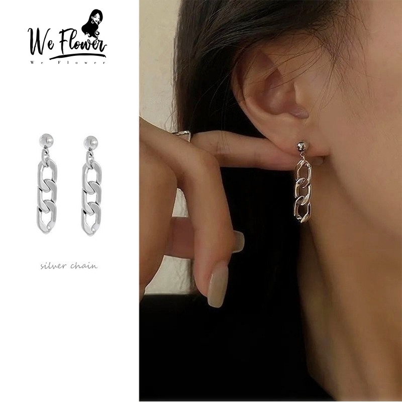 we-flower-normcore-s925-เงินโลหะโซ่ห้อยต่างหูสำหรับผู้หญิงเก๋ต่างหูแฟชั่นเกาหลีหู-jewelry