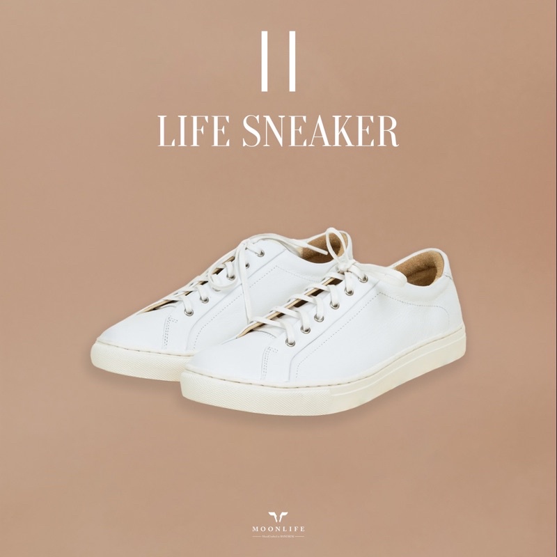 ภาพหน้าปกสินค้าMoonlife Life sneaker II - white รองเท้าหนังวัวแท้ สนีกเกอร์หนัง สีขาว จากร้าน moonlife_thailand บน Shopee