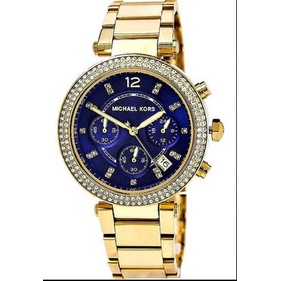 MICHAEL KORS MK6262 Gold Parker Chronograph Blue DIAL Womens Watch ...