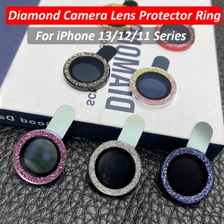 สําหรับ iPhone 15/14/13/12/11 Pro Max ตัวป้องกันเลนส์กล้อง พร้อมฟิล์มกระจกนิรภัย วิบวับ แหวนโลหะเพชร วิบวับ สําหรับ iphone13 12