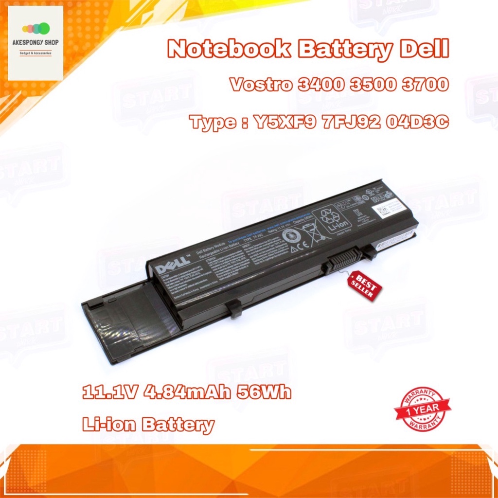 แบตโน๊ตบุ๊ค-notebook-battery-dell-v3400-v3500-v3700-series-11-1v-4-84mah-56wh-li-ion-battery-สินค้ารับประกัน-1-ปี