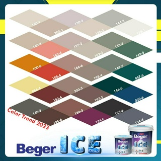 Beger เฉดสี 2023 กึ่งเงา ขนาด 1 ลิตร Beger ICE สีทาภายนอกและใน เช็ดล้างได้ กันร้อนเยี่ยม เบเยอร์ ไอซ์