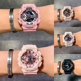 นาฬิกา Casio นาฬิกาข้อมือของแท้ Casio G-SHOCK รุ่น GMA-S110MP-4A1 สีชมพูอ่อนกันน้ำกีฬานาฬิกาอิเล็กทรอนิกส์หญิง