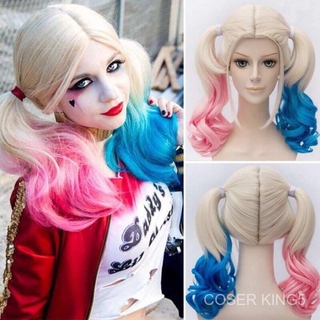 Hair Extensions Batman Suicide Squad Harley Quinn Cosplay Wig Pink Blue Gradient Hair Fast Shipping cosplay