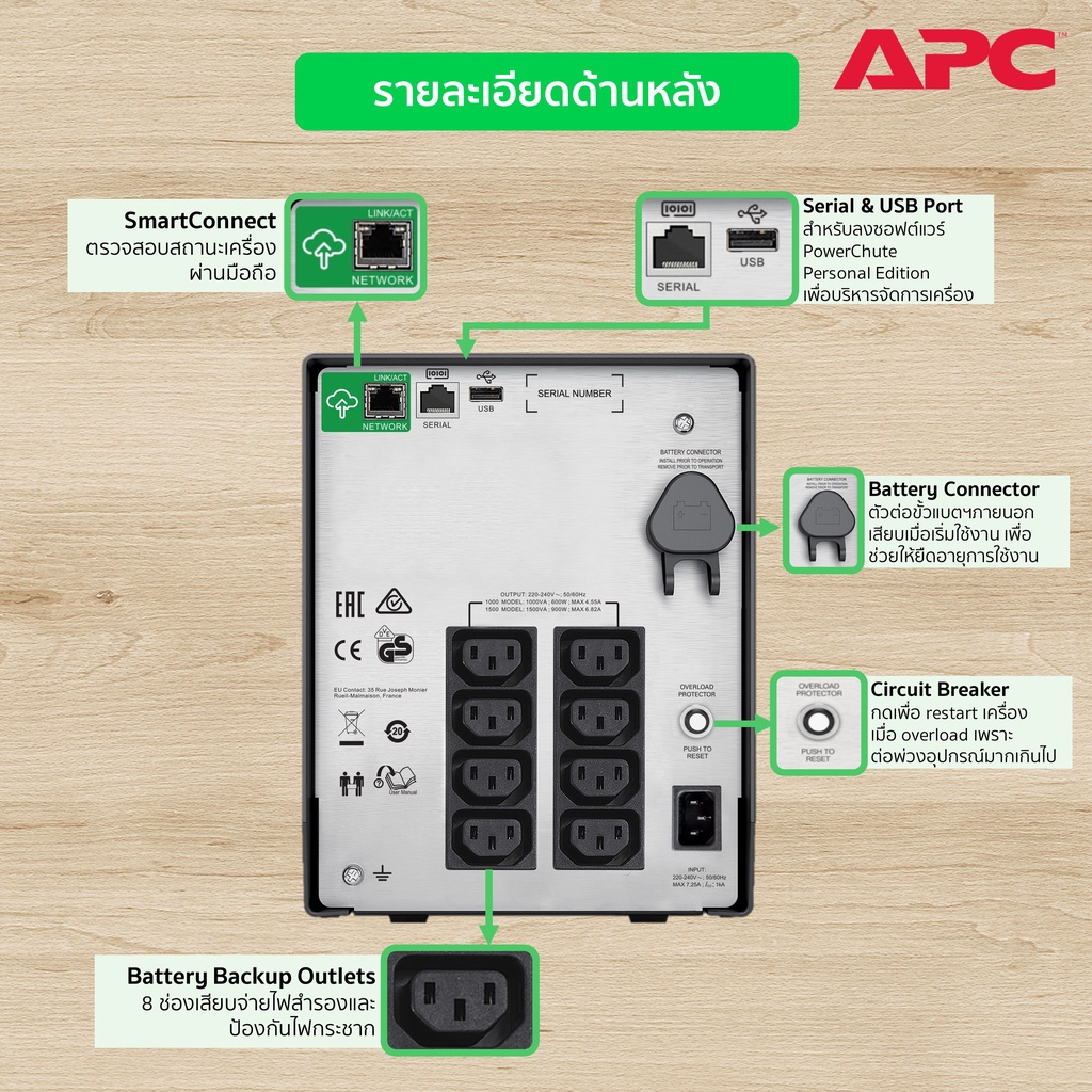 apc-smart-ups-c-smc1000ic-1000va-600watt-ups-for-sever-network-มี-smartconnect-ตรวจสอบสถานะเครื่องผ่านมือถือโดย-cloud