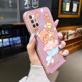 สําหรับ Samsung galaxy A71 4G A71 5G เคสชุบ ดีไซน์ใหม่ ใส ลายหมี เคสด้านหลัง แบบเต็ม ป้องกันกล้อง เคสนิ่ม