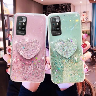 Ready Stock เคสโทรศัพท์ Xiaomi Redmi 10 Note 10 4G 5G 10s Note10 Pro Mi POCO F3 M3 X3 GT Pro Casing Fashion Bling Glitter Star Transparent Softcase With Love Stand Holder Back Cover เคส Xiaomi Redmi10 Phone Case