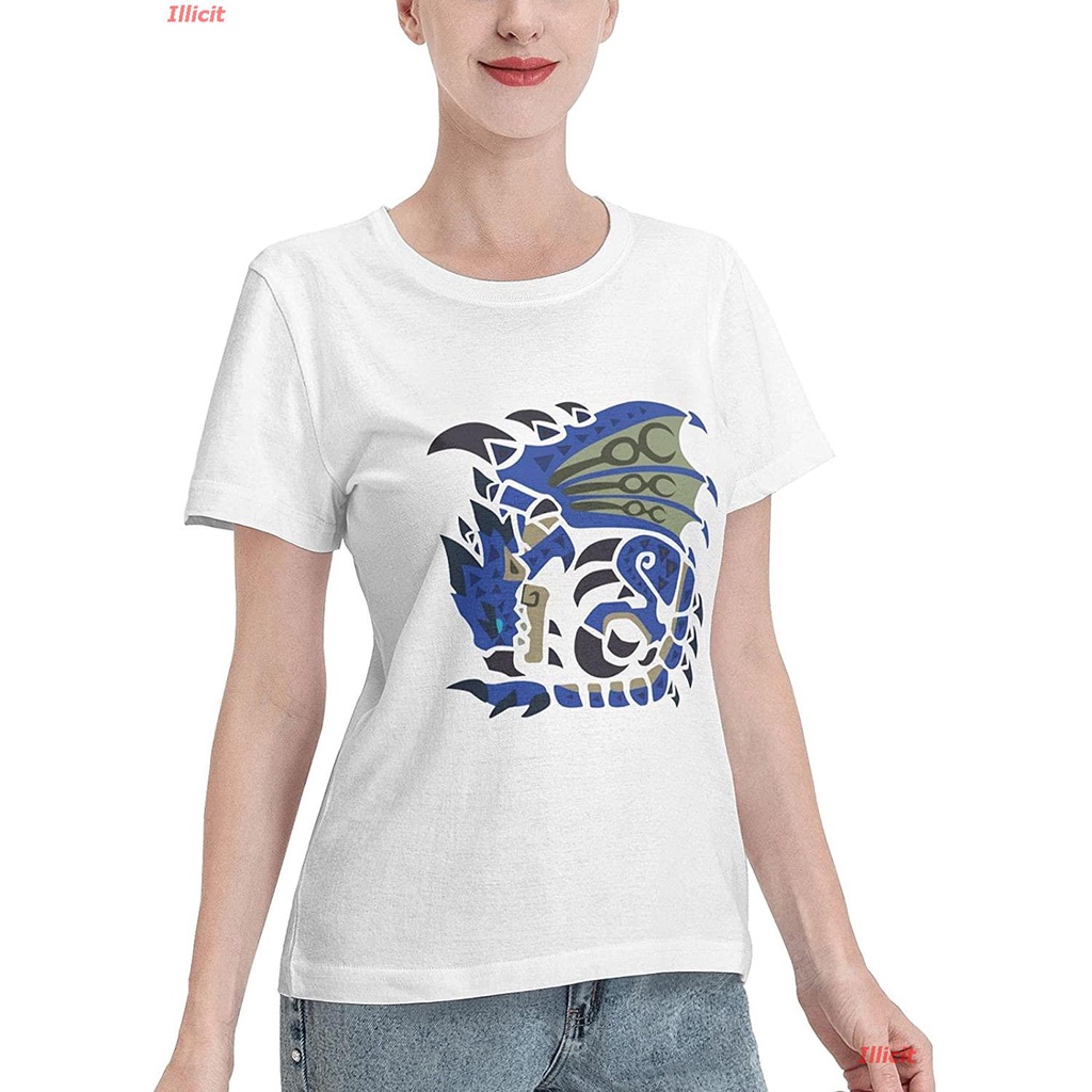 illicit-เสื้อยืดกีฬา-monster-hunter-world-t-shirts-womens-summer-short-sleeve-tee-roundneck-cotton-shirts-sports