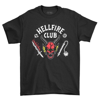 เสื้อยืดโอเวอร์ไซส์เสื้อยืด พิมพ์ลายภาพยนตร์ Hellfire Club Stranger Things สําหรับผู้ชายS-3XL