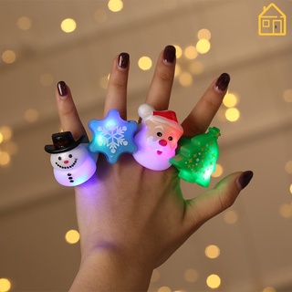 แหวนนิ้วมือพลาสติกลายการ์ตูนเกล็ดหิมะซานตาคลอส / ต้นไม้ Snowman ของเล่นคริสต์มาส