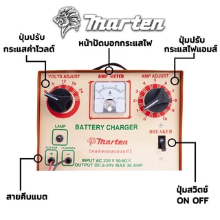 ตู้ชาร์จแบตเตอรี่ MARTEN 30 แอมป์ 24 โวลต์ เครื่องชาร์จแบตเตอรี่ เครื่องชาร์ตแบตเตอรี