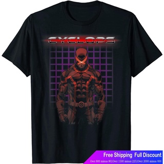 Marvelเสื้อยืดผู้ชายและผู้หญิง Marvel X-Men Cyclops Retro 80s Gridlock Graphic T-Shirt Marvel Popular T-shirtstq6