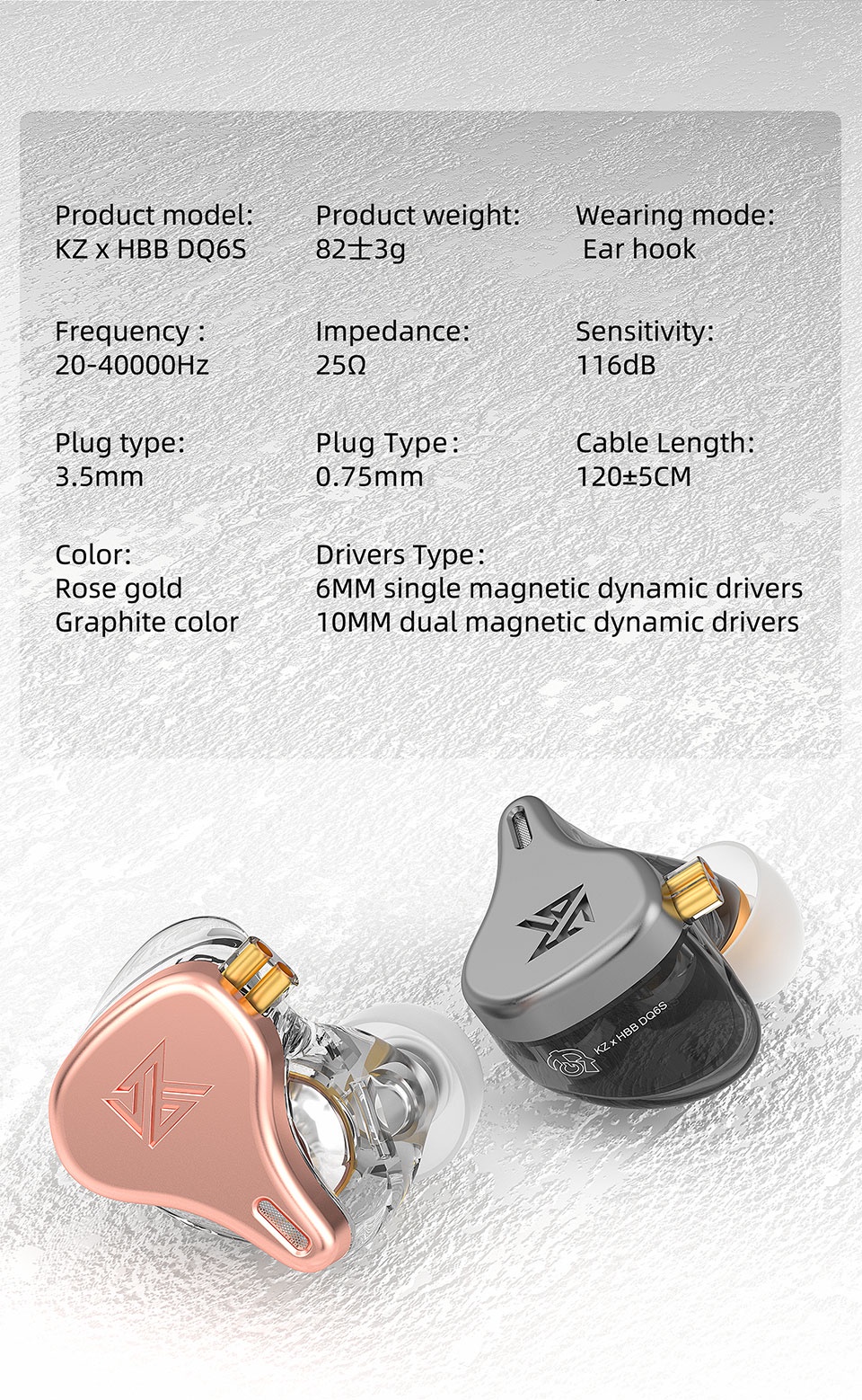 รูปภาพเพิ่มเติมเกี่ยวกับ Kz  HBB DQ6S ชุดหูฟังอินเอียร์ แบบมีสาย เบส โลหะ HiFi มอนิเตอร์เพลง ZEX PRO EDX PRO ZSX ZAX ZAS MT1 ZS1