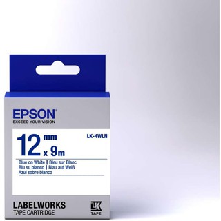 เทปเครื่องพิมพ์ฉลาก Epson LabelWorks LK-4WLN อักษรน้ำเงินบนพื้นขาว