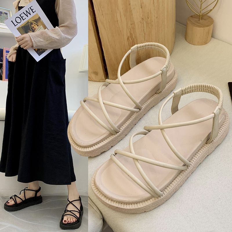 ภาพสินค้า(A66) รองเท้าแตะยางพื้นหนา รองเท้าแตะรัดส้นสายไขว้ สไตล์เกาหลี จากร้าน ps1688 บน Shopee ภาพที่ 6