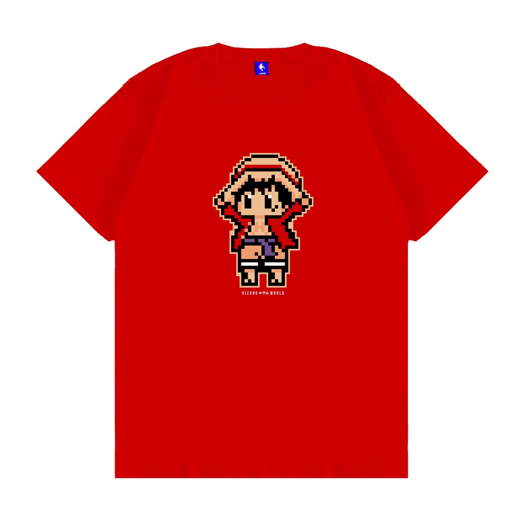 เสื้อยืดโอเวอร์ไซส์เสื้อยืด-พิมพ์ลายอนิเมะ-one-piece-luffy-pixels-4xl