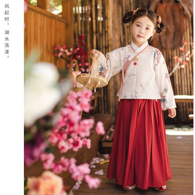ชุดจีนโบราณ-เสื้อผ้าเด็กผู้หญิง-เดรสเด็กผู้หญิง-ชุดจีนโบราณเด็กผู้หญิง-ชุดพิมพ์-hanfu-เสื้อผ้าเด็ก-เซ็ต2ชิ้น