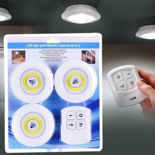 CSH ไฟติดผนัง LED พร้อมรีโมท หลอดไฟ (ชุด 3 ดวง +รีโมท)  ปรับไฟได้ 3 ระดับ รุ่น LED-light-Remote-control-set3-6July-J1