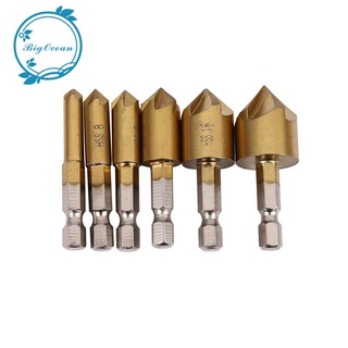 6 x 1/4inch Hex HSS Countersink Drill Bit Set Chamfer Cutter 6-19 Ready Stock Ready Stock