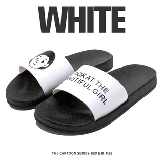 ภาพขนาดย่อของสินค้าTPR-material รองเท้าแตะ แบบสวม ไซส์36-44 ( ราคาพิเศษ ) รองเท้าคู่รัก สีขาว ดำ